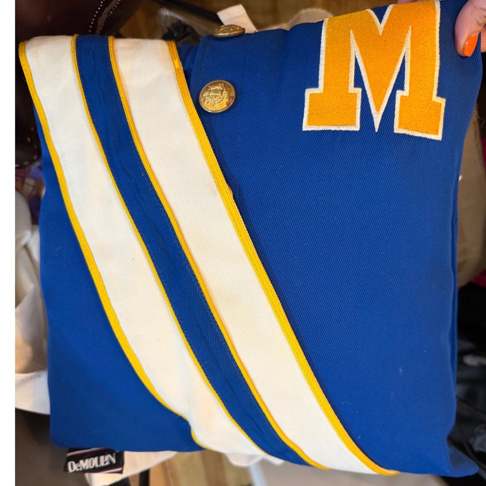 DeMoulin Massapequa High School Marching Band Uniform Pillow Blue Gold M Patch